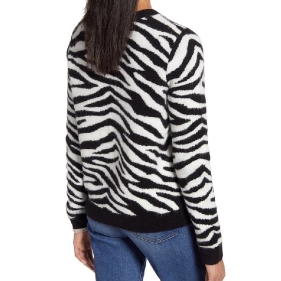 Halogen Zebra Stripe Crewneck Pullover - Picture 2 of 2